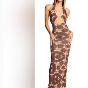 I.AM.GIA Brown Tie-Dye Backless Dress